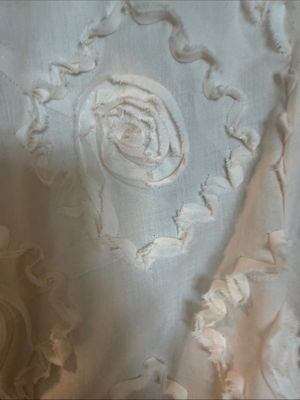 Gracia Soft cream Floral Appliqué Ruffled Collar Blouse - Picture 3 of 6